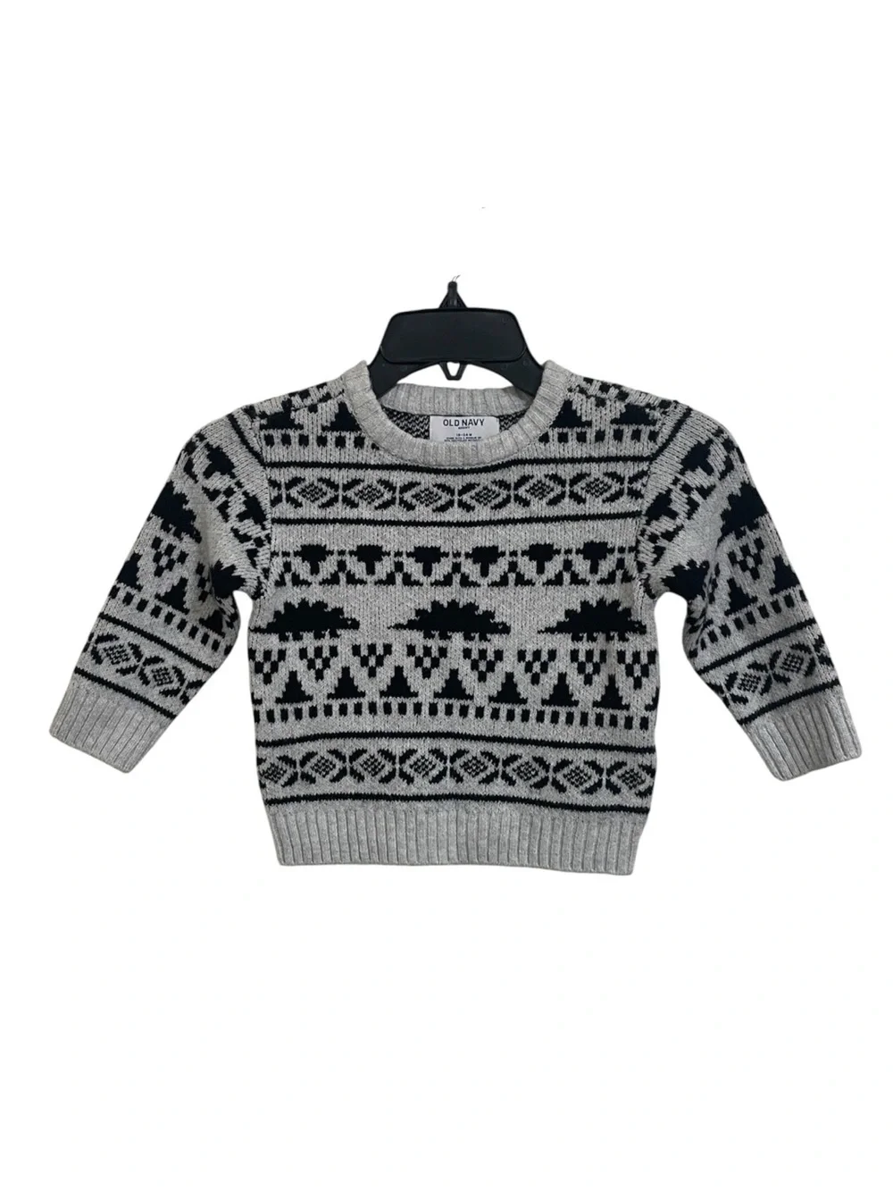 Old Navy Black & Gray Geometric Knit Sweater